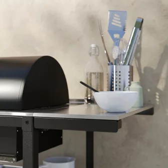 IKEA GRILLSKÄR Gratar pe carbuni+masa auxiliara, inox/exterior, 93/116x61 cm