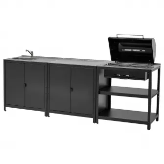 IKEA GRILLSKÄR Masca chiuveta buct/gratar crb, ext, inox, 258x61 cm