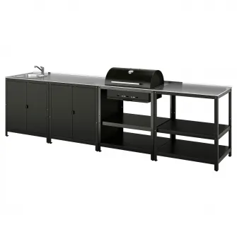 IKEA GRILLSKÄR Masca chiuveta buct/gratar crb, ext, inox, 344x61 cm