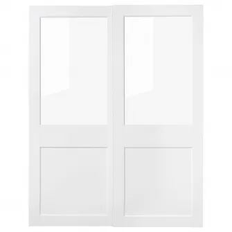IKEA GRIMO Set usi glisante, sticla/alb, 150x201 cm