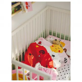 IKEA GRÖNFINK Cearsaf cu elastic pentru patut, alb/model arbore, 60x120 cm