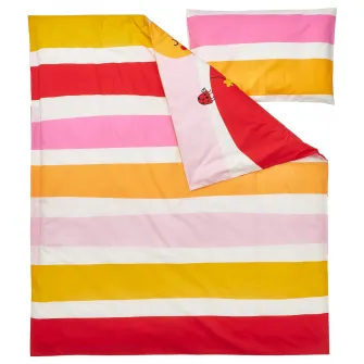 IKEA GRÖNFINK Husa pilota+1 fata perna patut, multicolor/dungat, 110x125/35x55 cm