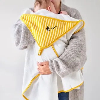 IKEA GRÖNFINK Prosop cu gluga bebe, galben, 80x80 cm