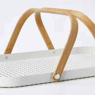 IKEA GRÖNFISK Tava cu manere, bambus/alb, 46x30 cm