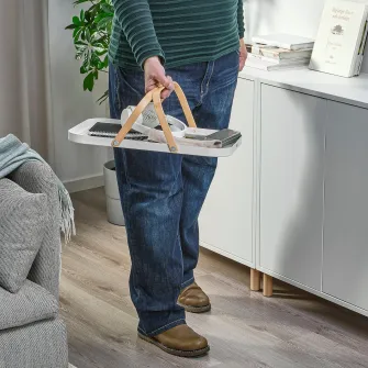 IKEA GRÖNFISK Tava cu manere, bambus/alb, 46x30 cm