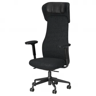 IKEA GRÖNFJÄLL Scaun birou cu brat/tetiera, Letafors gri/negru
