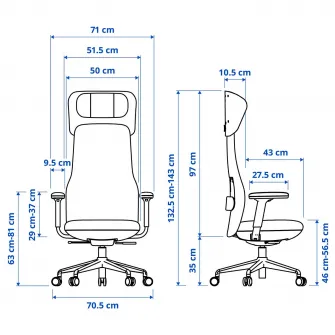 IKEA GRÖNFJÄLL Scaun birou cu brat/tetiera, Letafors gri/negru
