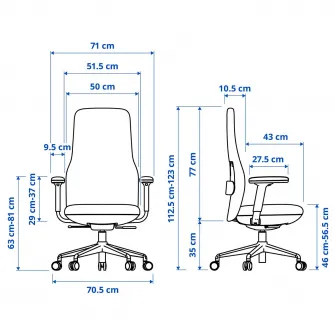 IKEA GRÖNFJÄLL Scaun rotativ cu brate, Letafors gri/negru