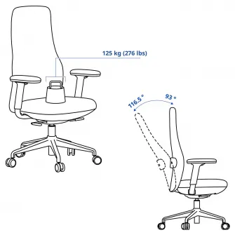 IKEA GRÖNFJÄLL Scaun rotativ cu brate, Letafors gri/negru