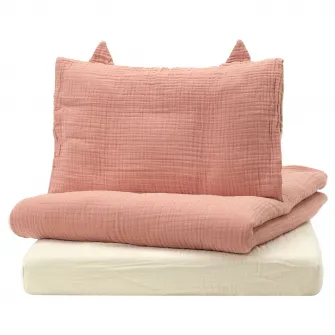 IKEA GULDVÄVARE Lenjerie patut, set 3 piese, roz pal/bej, 60x120 cm