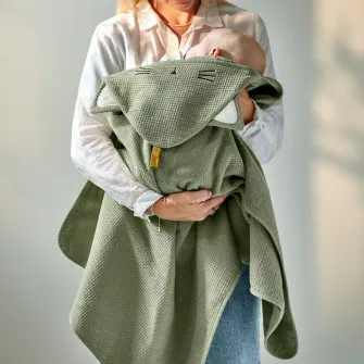 IKEA GULDVÄVARE Prosop cu gluga bebe, verde, 60x125 cm