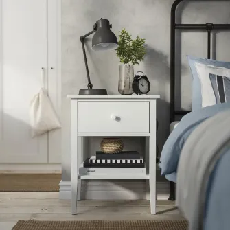 IKEA GULLABERG Noptiera, cu 1 sertar cu polita/alb, 53x43x69 cm