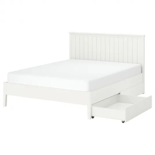 GULLABERG cadru pat+2 cutii depozitare, alb/Lindbåden, 140x200 cm