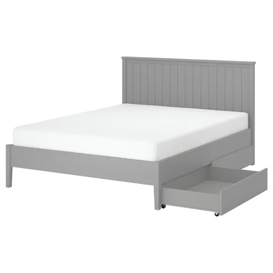 GULLABERG cadru pat+2 cutii depozitare, gri/Luröy, 180x200 cm