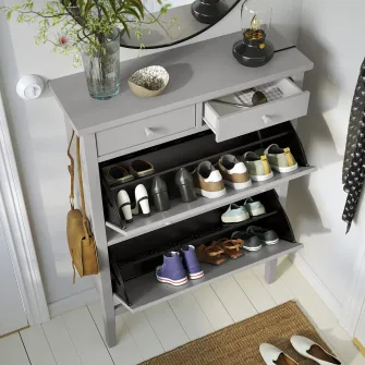 GULLABERG dulap pantofi cu 2 compartimente, gri, 88x30x122 cm