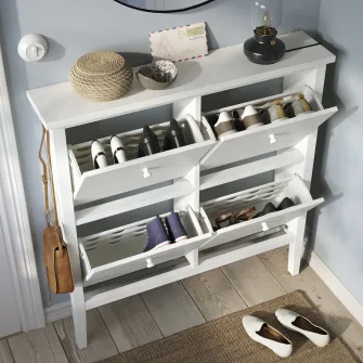 GULLABERG dulap pantofi cu 4 compartimente, alb, 105x22x107 cm