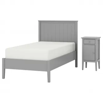 GULLABERG mobilier dormitor, set 2 piese, gri, 90x200 cm