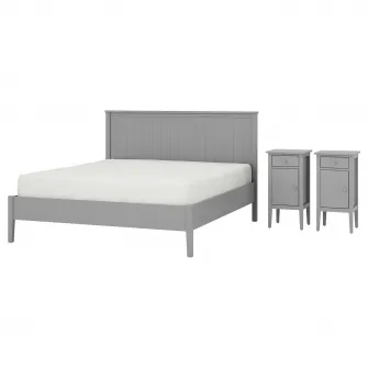 GULLABERG mobilier dormitor, set 3 piese, gri, 140x200 cm