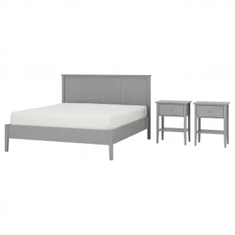 GULLABERG mobilier dormitor, set 3 piese, gri, 140x200 cm