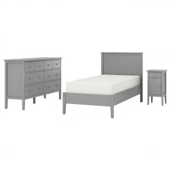 GULLABERG mobilier dormitor, set 3 piese, gri, 90x200 cm