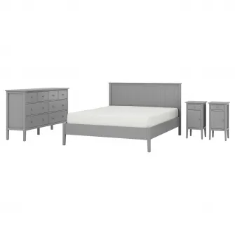 GULLABERG mobilier dormitor, set 4 piese, gri, 180x200 cm