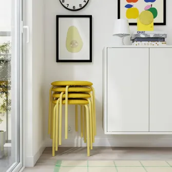 IKEA GULTARP Taburet, galben deschis/Remmarn galben
