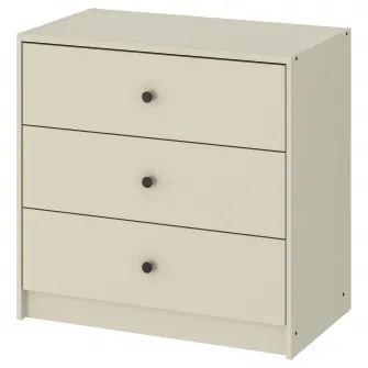IKEA GURSKEN Comoda 3 sertare, bej deschis, 69x67 cm
