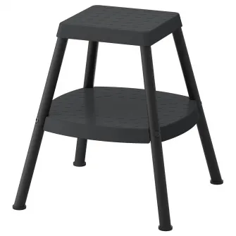 IKEA HADDARP Taburet 2 trepte, cu 4 laturi negru-gri