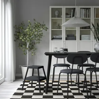IKEA HADDARP Taburet 2 trepte, cu 4 laturi negru-gri