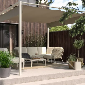 IKEA HAMMARÖN Pergola, gri-bej/gri inchis-bej, 300x300 cm