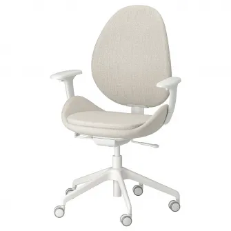 IKEA HATTEFJÄLL Scaun rotativ cu brate, Gunnared bej/alb