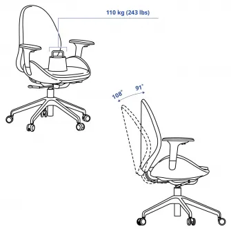 IKEA HATTEFJÄLL Scaun rotativ cu brate, Gunnared bej/alb