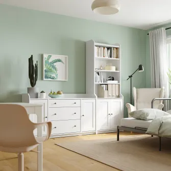 IKEA HAUGA Ansamblu depozitare, alb, 210x46x199 cm