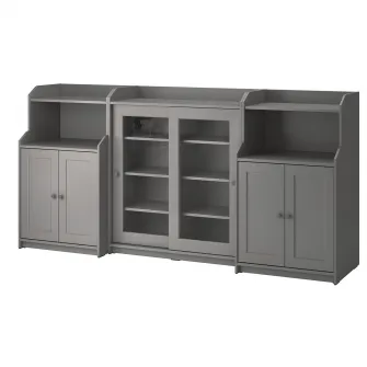 IKEA HAUGA Ansamblu depozitare, gri, 244x46x116 cm
