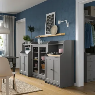IKEA HAUGA Ansamblu depozitare, gri, 244x46x116 cm