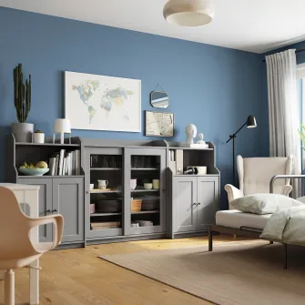 IKEA HAUGA Ansamblu depozitare, gri, 244x46x116 cm