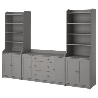 IKEA HAUGA Ansamblu depozitare, gri, 279x46x199 cm