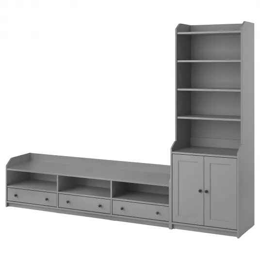 IKEA HAUGA Ansamblu depozitare/TV, gri, 276x46x199 cm