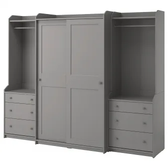 IKEA HAUGA Combinatie dulap, gri, 258x55x199 cm