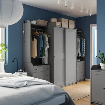 IKEA HAUGA Combinatie dulap, gri, 258x55x199 cm