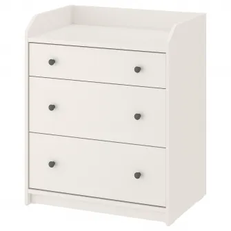 IKEA HAUGA Comoda 3 sertare, alb, 70x46x84 cm