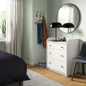 IKEA HAUGA Comoda 3 sertare, alb, 70x46x84 cm