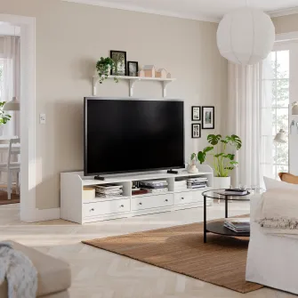 IKEA HAUGA Comoda TV, alb, 206x46x54 cm