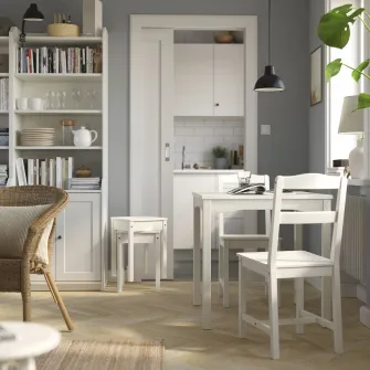 IKEA HAUGA Masa, alb/furnir mesteacan, 74x74 cm
