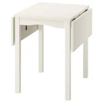IKEA HAUGA Masa cu extensie plianta, alb/furnir mesteacan, 55/82/109x74 cm