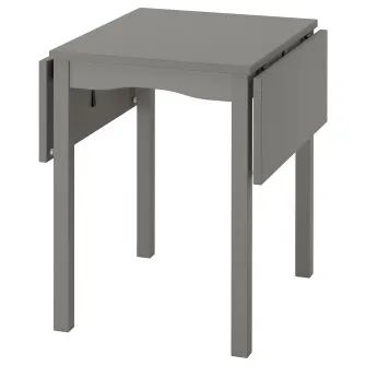 IKEA HAUGA Masa cu extensie plianta, gri/furnir mesteacan, 55/82/109x74 cm
