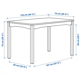 IKEA HAUGA Masa, gri/furnir mesteacan, 118x74 cm