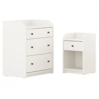 IKEA HAUGA Mobilier dormitor, set 2 piese, alb