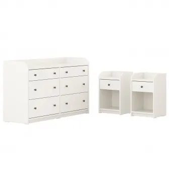 IKEA HAUGA Mobilier dormitor, set 3 piese, alb