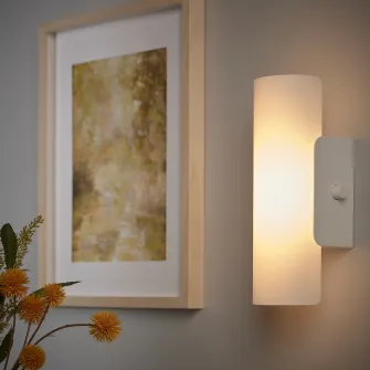 IKEA HAVSDUN Aplica LED, intensitate reglabila alb/sticla mata alb